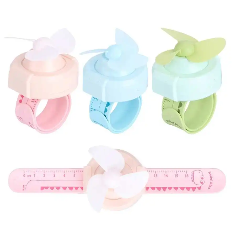 

Compact Innovative Cartoon Watch Shape Fan Adjustable Mini Kid Wrist Fan Strap Ruler USB Charging Portable air cooler fan