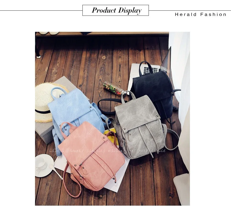 Herald модный рюкзак из искусственной кожи, женские рюкзаки для девочек-подростков, школьные сумки, летний брендовый винтажный рюкзак, Mochilas Escolar
