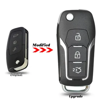 

jingyuqin 3 Buttons Modified Filp Car Remote Key Shell for Ford Mondeo Focus Fiesta C Max S Max Galaxy Fob Keyless Entry Case