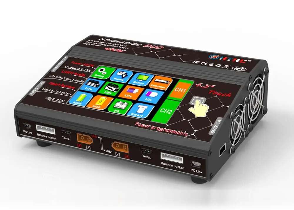 HTRC HT206 TRI AC/DC 3X200W 3X20A 4,3 дюймов ЖК-дисплей с сенсорным экраном зарядное устройство