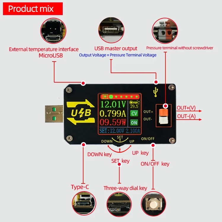 Регулируемый USB преобразователь постоянного тока CC CV 0 6 30 в 5 9 12 В 24 2 а 15