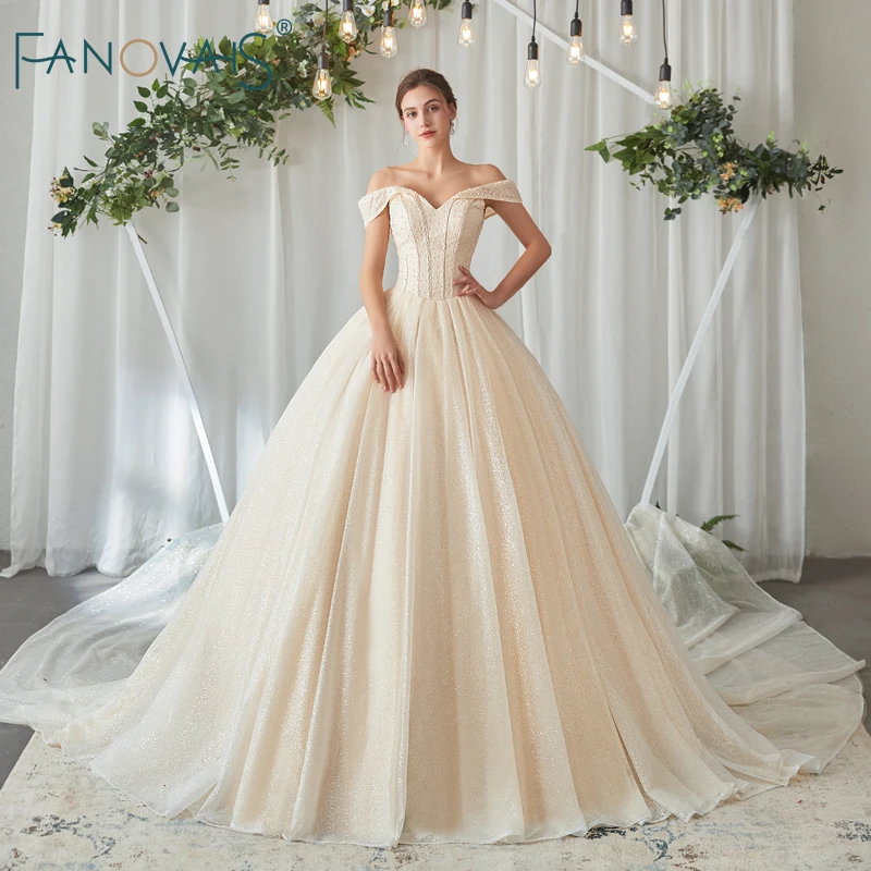 elegant champagne wedding dresses