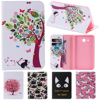 

Cute Cartoon Tree Flowers Card Slot Stand Flip PU Leather Coque Case sFor Samsung Galaxy Tab A 7.0" T280 T285 Tablet Cover Cases