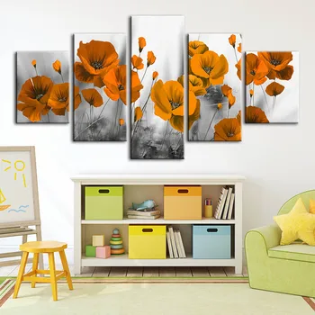 

Modern Wall Art Abstract For Bedroom Background 5 Pieces Flwers Printed Canvas Painting Living Room Pictures No Frame