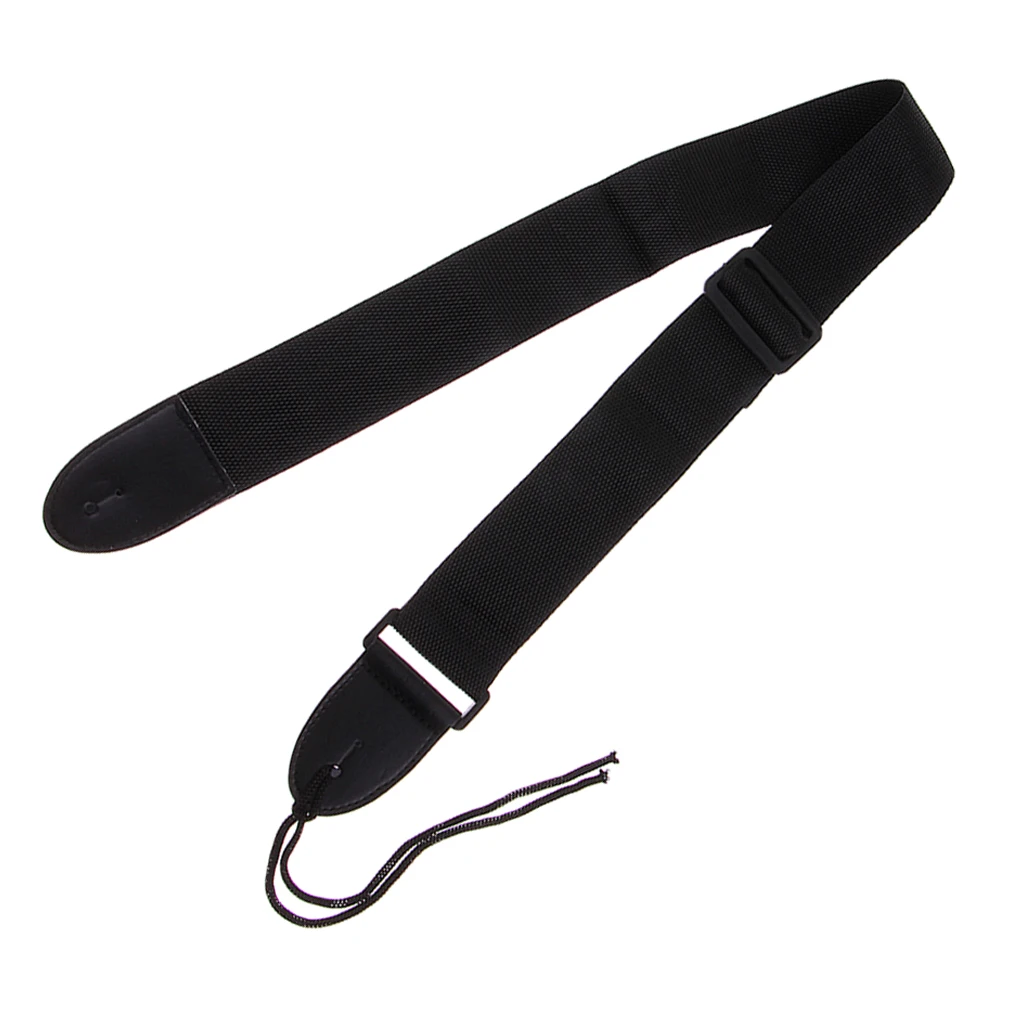 Black Nylon Guitar Strap Belt with 2pcs Mushrooms Head Strap Lock for Acoustic Folk Guitar