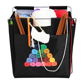 

Black Household Storage Iron Frame Wool Storage Bag DIY Hand-Woven Wool Storage Bag Knitting Tool Accessories