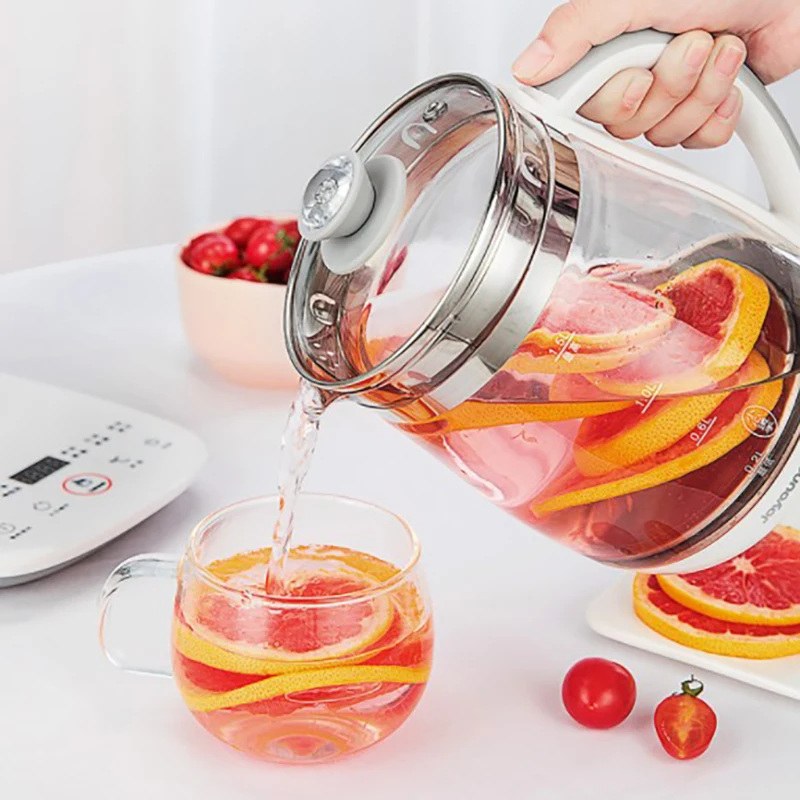 220V 1.5L Household Electric Kettle Automatic Glass Health Preserving Pot Portable Mini Multi Cooker Tea Dessert Cooker