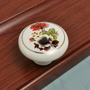 Wonzeal Single Round Ceramic Handle White Cartoon Children Room Wardrobe Drawer Furniture Handle Kitchen Door Cabinet Pulls