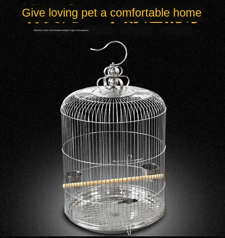 paslanmaz celik kus kafesi buyuk yuvarlak kus yuva papagan ardic kages kus kages ev acik asili dekorasyon metal yuva hortumu bird cages nests aliexpress