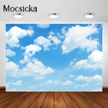 

Mocsicka Natural Blue Sky White Clouds Backdrop for Newborn Baby Portrait Photography Background for Photo Studio Photoshoot
