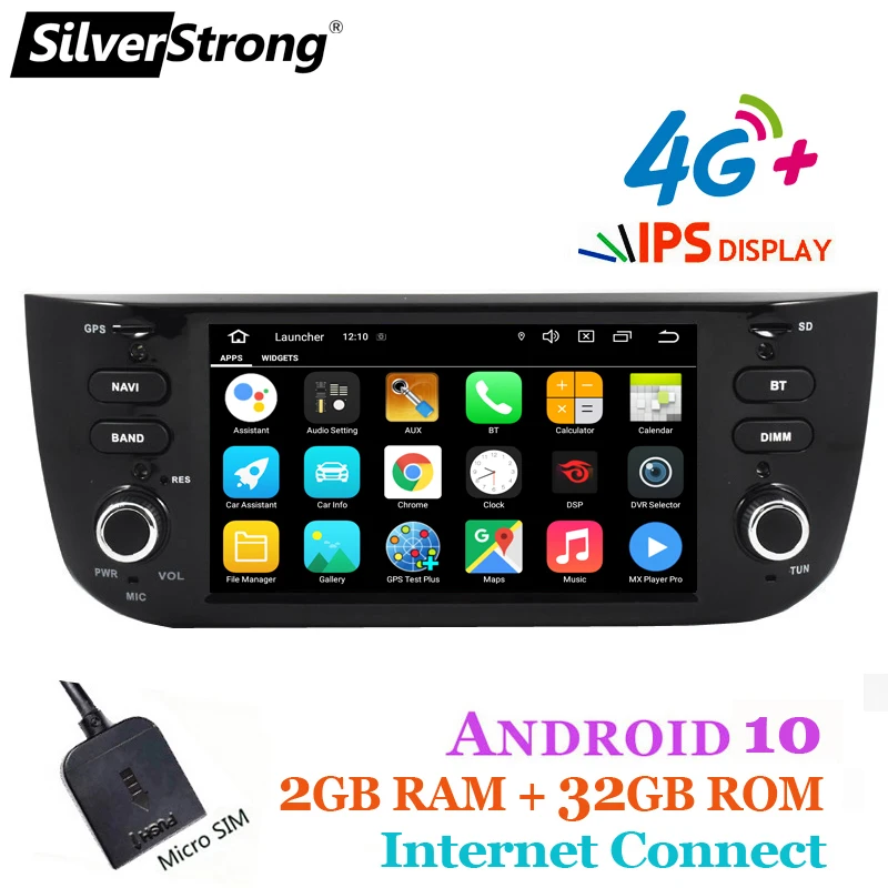 DSP Android10 4G 64G автомобильный DVD для Fiat Linea Grande Punto Авторадио мультимедийный плеер