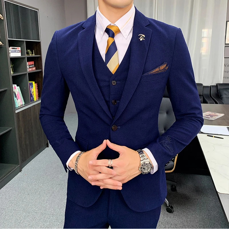 Мужские азиатского размера, костюм Homme, деловой костюм для мужчин, строгий, светло-синее свадебное платье вечерние мужские костюмы Mariage