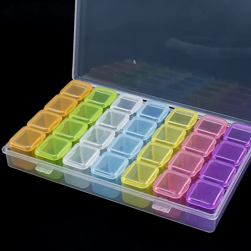 17.5x10.7x2.7CM Rectangle 28 Slots Jewelry Plastic Storage Box Rhinestone Beads Pill Earrings Storage Box Case Container jewelry storage box,jewelry case,jewelry box,storage box,plastic storage case,bead organizer box,jewelry organizer