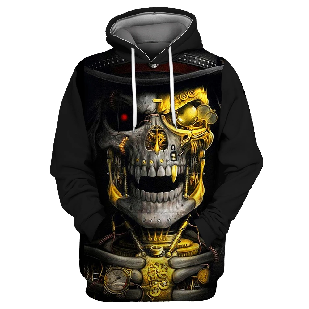 Showtly Horro Skull Mens Hoodies Jack Skellington Halloween Costumes Casual Anti Social Club Man Streetwear