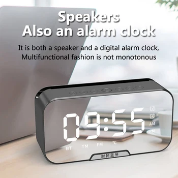 

small mini clock mirror Wireless portable bluetooth speaker subwoofer mobile 3D music column surround sound ，Support TF AUX comp