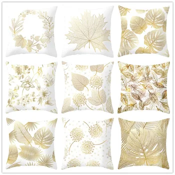 

Ins Nordic Style Leaf Flower Yellow Pillowcase Polyester Cushion Cover Throw Pillow Decorative Cushions Home Decor Pillow Covers