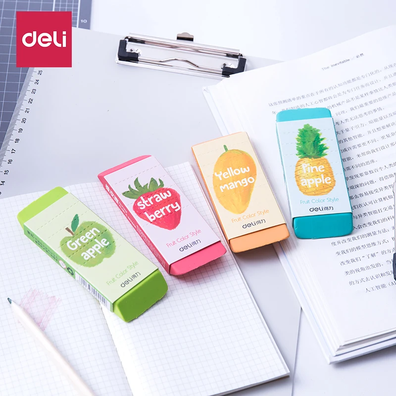 Ластик Deli с разноцветными фруктами милый ластик который легко стирать милые
