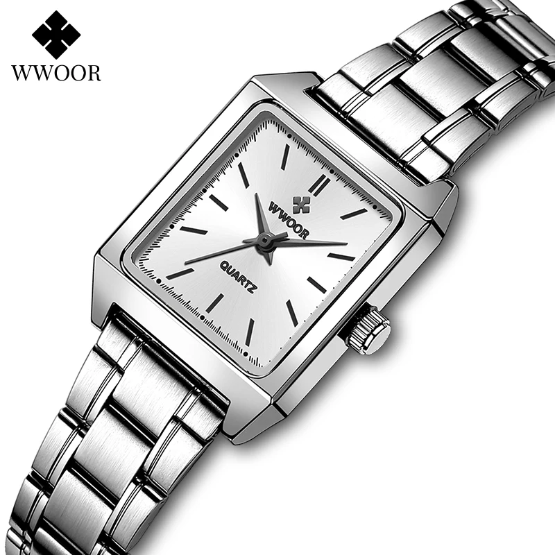 Wwoor New Luxury Design Women Bracelet Watches Fashion Square Small Ladies Dress Orologio Da Polso Sportivo Impermeabile Al Quarzo Montre Femme