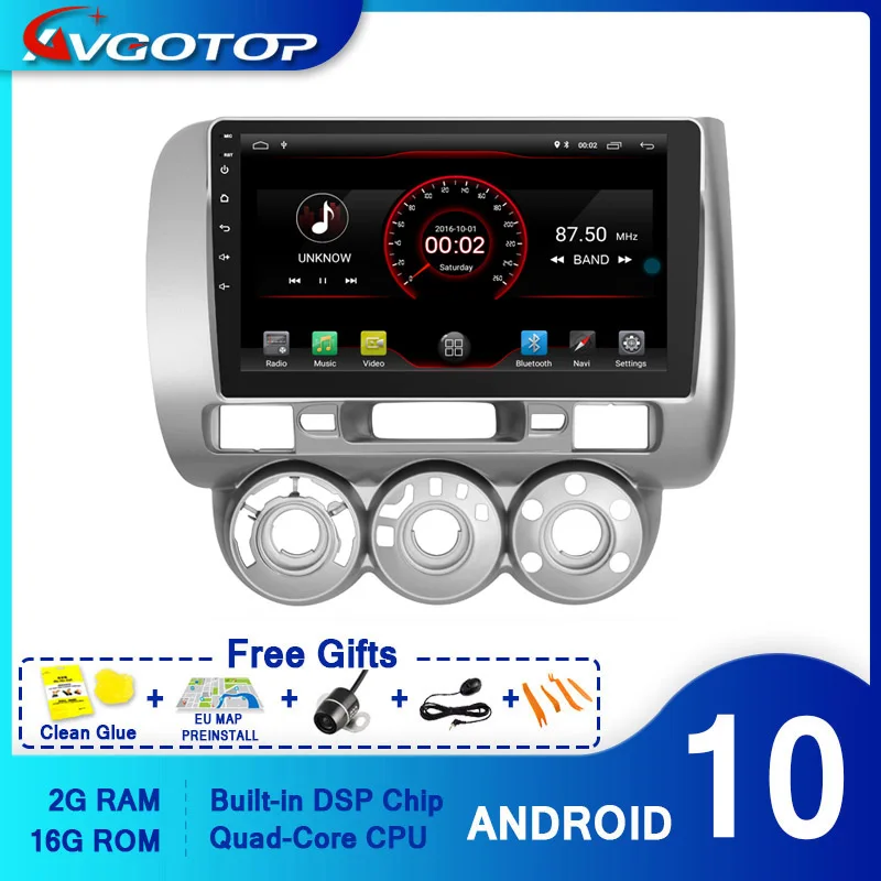 AVGOTOP Android 10 Bluetooth GPS автомобильный Радио dvd-плеер для HONDA FIT(RHD) | Автомобили и