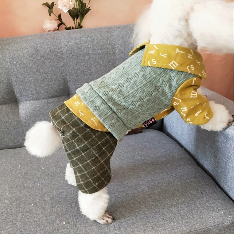 light green Теплая одежда для собак для маленьких пальто для собак куртка для домашних животных Одежда для чихуахуа плащи Французский бульдог Досуг решетка одежда - Цвет: light green