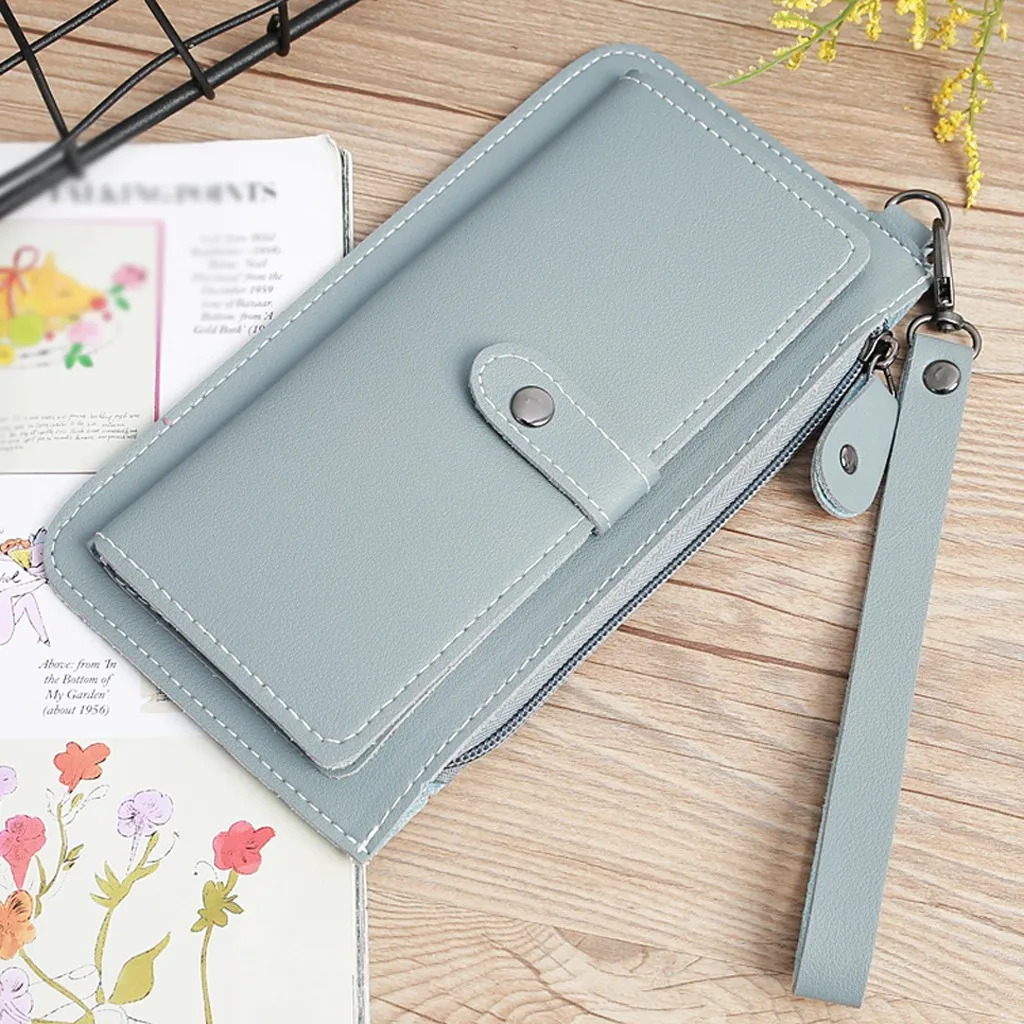 Women Long Wallets Fashion Solid Handbags Multi-Function Coin Purse Cards ID Cards Holder Leather Money Bag Clutch Wallet