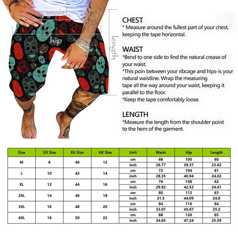 mens casual shorts 2021 Summer Vintage Skull Print Men Cotton Linen Shorts Casual Loose Drawstring Beach Short Pant For Male Fashion Streetwear 4XL mens casual shorts