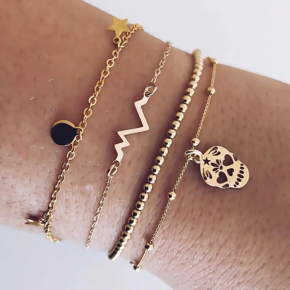 Золотой цвет богемный ручной работы Плетение бисера звезда браслет из блесток наборы для женщин новые Веревки Цепи Браслеты Ретро ювелирные изделия аксессуары