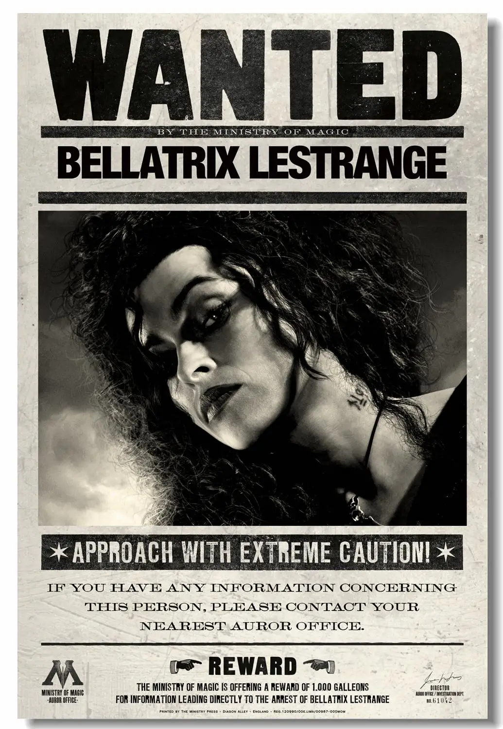 

Custom Canvas Wall Prints Retro HP5 Wanted Poster Daily Prophet Wall Stickers Bellatrix Lestrange Helena Carter Wallpaper #0658#