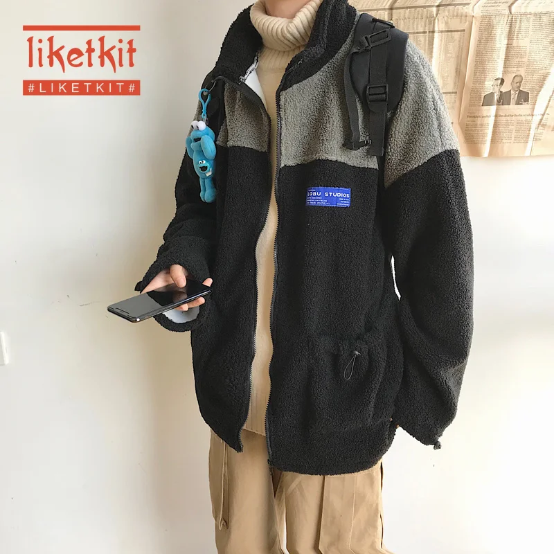

Liketkit Mens Jackets and Coats Winter 2019 Color Patch Oversize Thick Overcoat Male Korean Style Streetwear Autumn Windbreaker