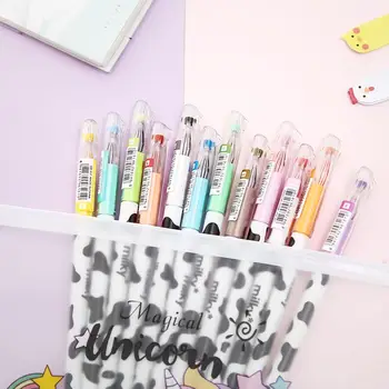 

12pcs Korean 12 Colors Gel Pen Set Cute Creative Milky Office Stationary Kawaii Cartoon Cow Pattern School Supplies Ink Pens