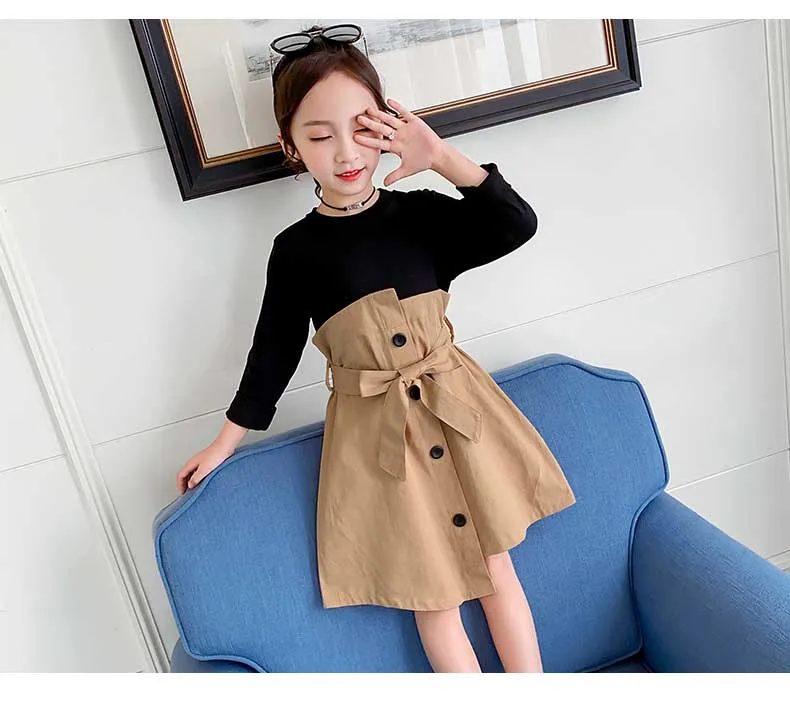 School New Girls Dresses 2019 Teenage Children Patchwork Dress Autumn Spring Girl Dress Baby Princess Dress Toddler Clothes (1)