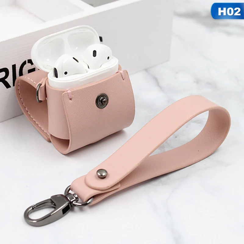 Для AirPods 3 чехол милый сплошной цвет наушники кожаный чехол для Apple Airpods Pro забавная карманная сумка защитный чехол s со шнурком
