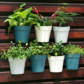 

Wall-mounted Plastic Potted Plant Flowerpot Creative Wall Balcony Indoor Bonsai Semicircular Hydroponic Flowerpot Home Decor