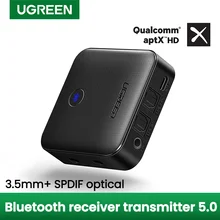 UGRREN-receptor transmisor inalámbrico 2 en 1 para sistema estéreo de TV, Bluetooth 5,0, aptX HD, 3,5mm, AUX, SPDIF, adaptador óptico AptX LL