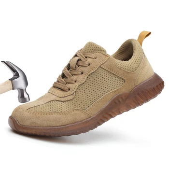 

Unbreakable Safety Shoes Construction Site Men's Leather Work Boots Anti-smash Steel Head Men's Sports Shoes Breathable Comfort
