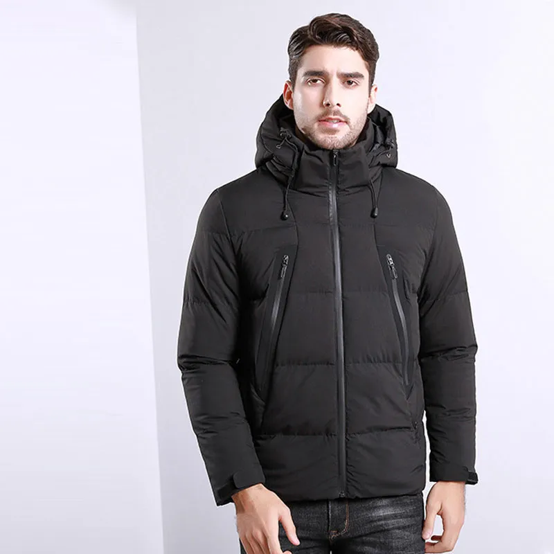 Color: Black Gray Dark blue Winter New Men's Hooded Cotton coat Men's Outdoor Windproof Thick Short Cotton clothing