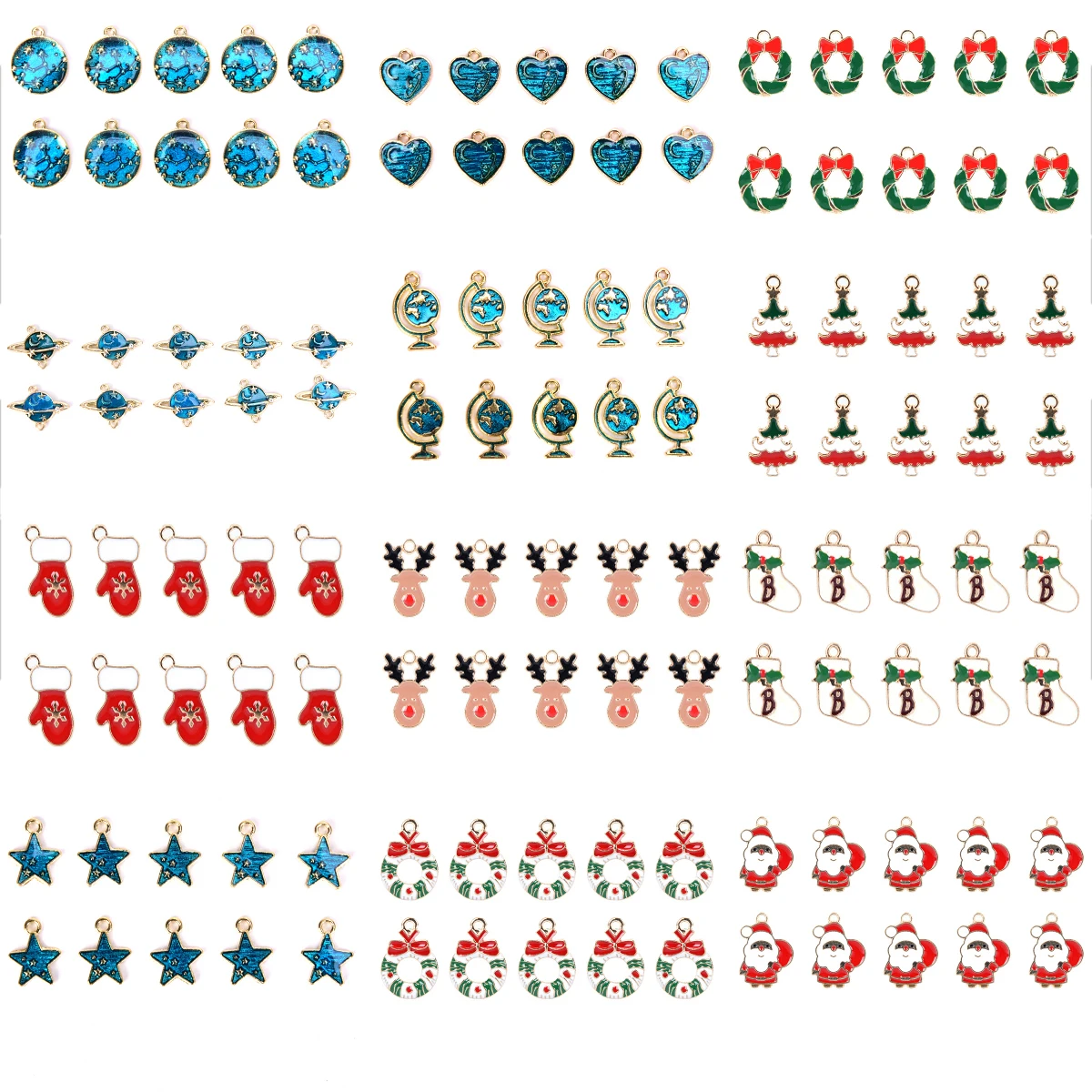 10PCs/set Metal Enamel Charms Christmas Pendants Ornaments Beads For Bracelet Earrings Jewelry Making Xmas Decoration Kids Gift | Украшения
