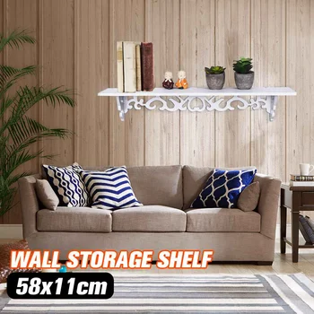 

Fashion Wood Carved Wall Shelf Shelves Holder Storage Rack Stand Cut Out Design Wall Shelf Home Decor White