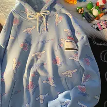 

Women Harajuku Fashion Tops 2021 New Korean Teens Pullovers Streetwear Hip Hop Cartoon Rabbit Printed Graphic Hooded Sweatshirt