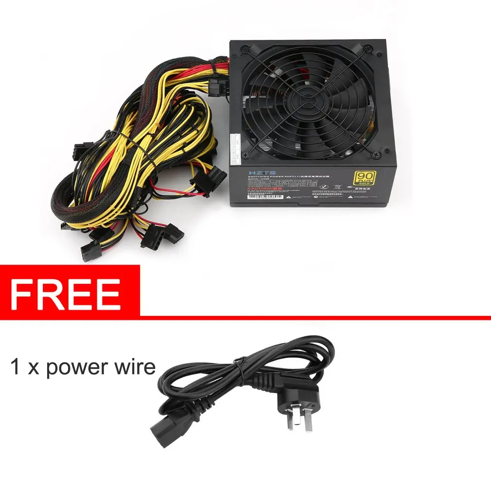 

1300W Power Supply For 6GPU Eth Rig Ethereum Coin Mining Miner Machine Dedicated with Low Noise Cooling Fan