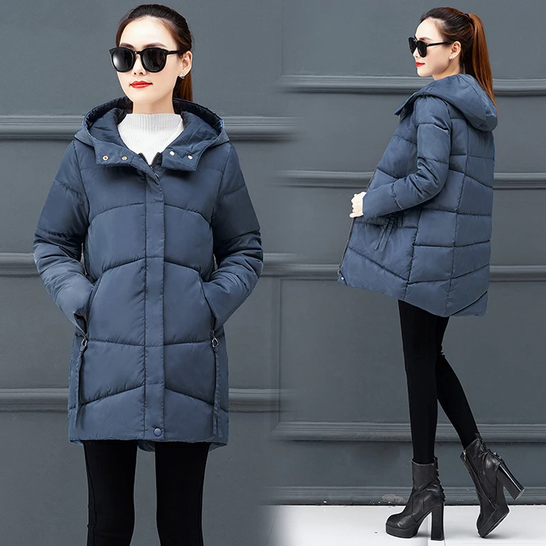 Новые зимние женские куртки повседневные однотонные Длинные парки с капюшоном пальто толстые теплые зимние парки женские пальто