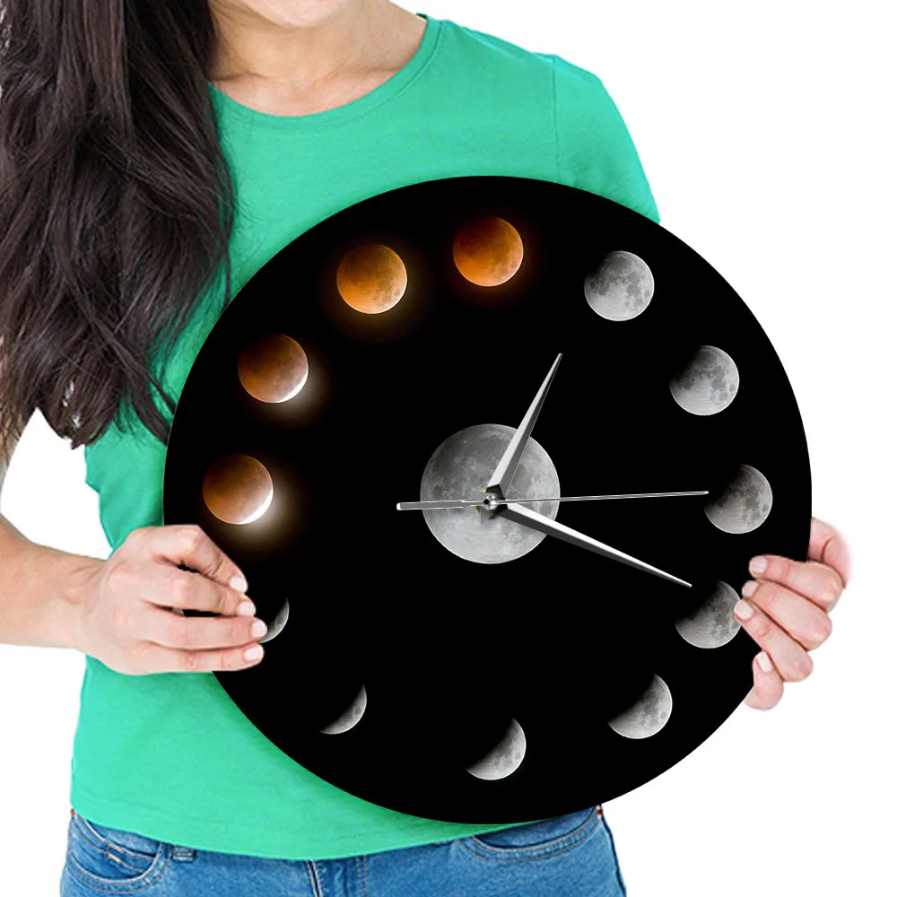 Series of Total Lunar Eclipse Moon Phases Super Moon Celestial Wall Clock Outer Space Lunar Cycle Home Decor Quiet Wall Watch Wall Clocks near me