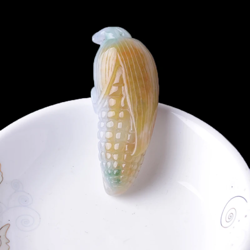 

New natural old pit A cargo ice species yellow jade floating flower corn pendant jade grain Fengdeng pendant to send certificate