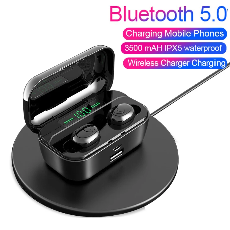 

Mini Earbuds G6S TWS IPX5 Waterproof LED Display Qi Wireless Charging Box 5.0 Bluetooth Earphone Multi-functional Sports Headset