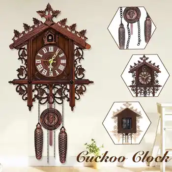 

Vintage Cuckoo Clock Living Room Wall Clock Bird Cuckoo Day Time Alarm Clock Hanging Wall Mounted Handcraft Art Home Decoration