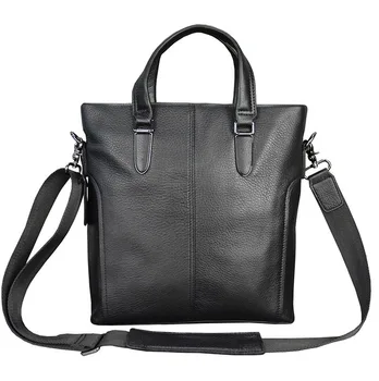 

Men's Handbag Black Shoulder Bag Lychee Pattern Messenger Bag Office Worker Briefcase