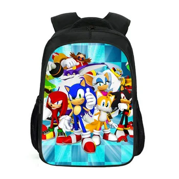 

Upgraded Version Double Layer Backpack Hot Game Sonic The Hedgehog Design Kids School Backpack Bag Cartoon Children's Backpack