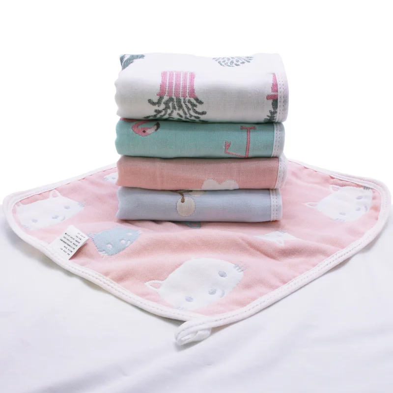 Pure Cotton 30*30 Six-layer Gauze Kerchief Baby Bibs Feeding Towel Children Face Towel Handkerchief