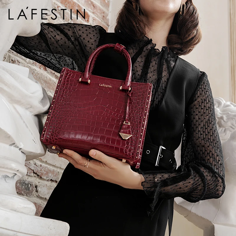 

LAFESTIN high-grade crocodile texture handbag 2019 new large-capacity women handbag retro shoulder bag fashion Messenger bag
