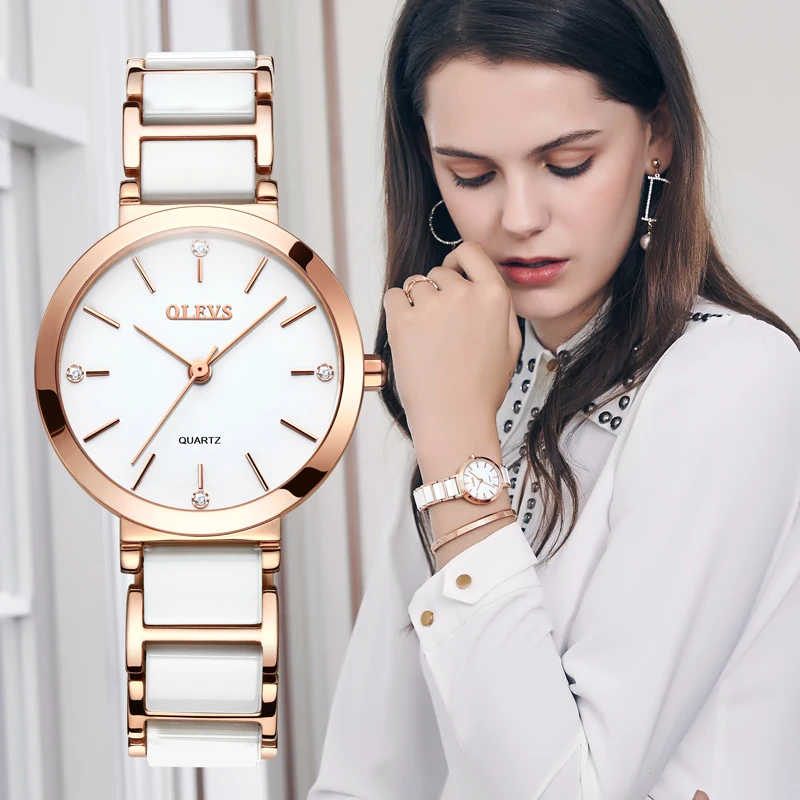 2021 OLEVS oro rosa reloj de las mujeres de negocios de reloj de cuarzo de las señoras de la marca de lujo de mujer reloj de pulsera de reloj Relogio femenino 5877